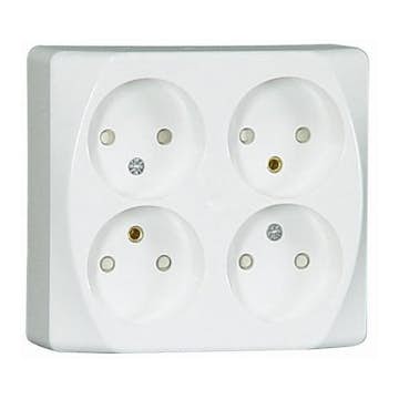 Vägguttag Malmbergs Inex Utanpåliggande 4-Vägs utan Jord