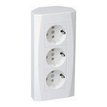 Vägguttag Malmbergs Nova Utanpåliggande 3-Vägs Hörndosa