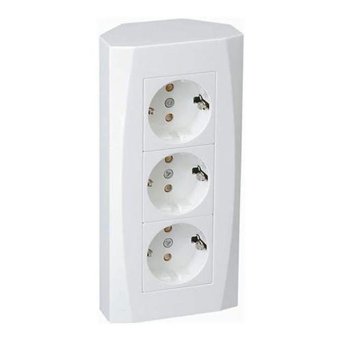 Vägguttag Malmbergs Nova Utanpåliggande 3-Vägs Hörndosa