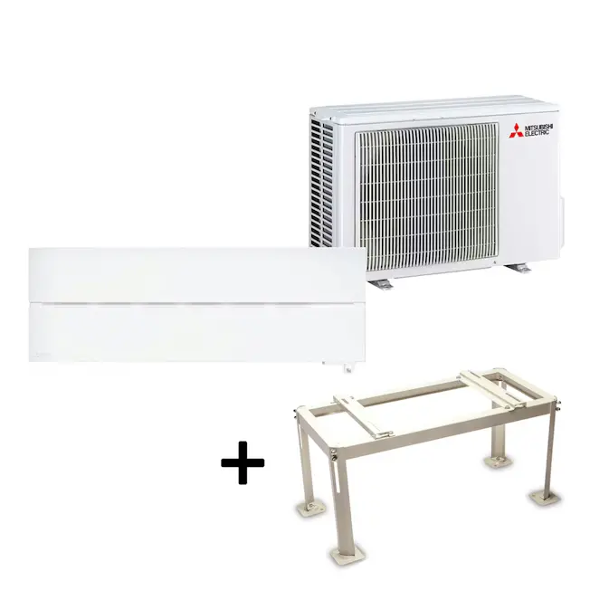 Luftvärmepump Mitsubishi Electric Hero 2.0 LN25 6,3kW Värme SCOP 5,2 Paket med Markstativ