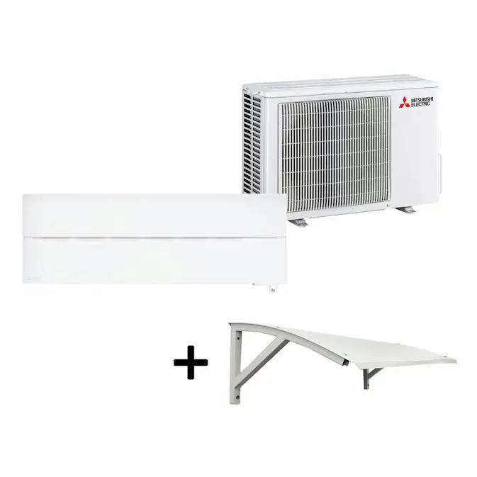Luftvärmepump Mitsubishi Electric Hero 2.0 LN25 6,3kW Värme SCOP 5,2 Paket med Värmepumpstak