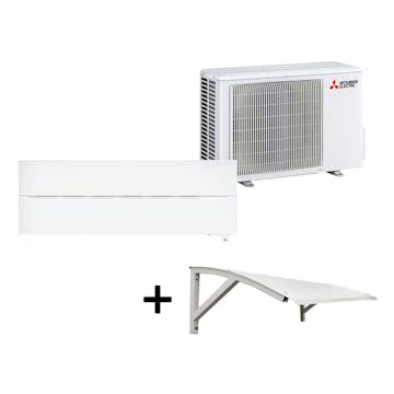 Mitsubishi Electric Hero 2.0 LN25 6,3kW Värme SCOP 5,2 Paket med Värmepumpstak Luftvärmepump