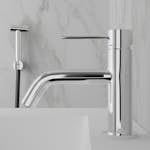 Tvättställsblandare Scandtap Steel Voyage med Sidodusch