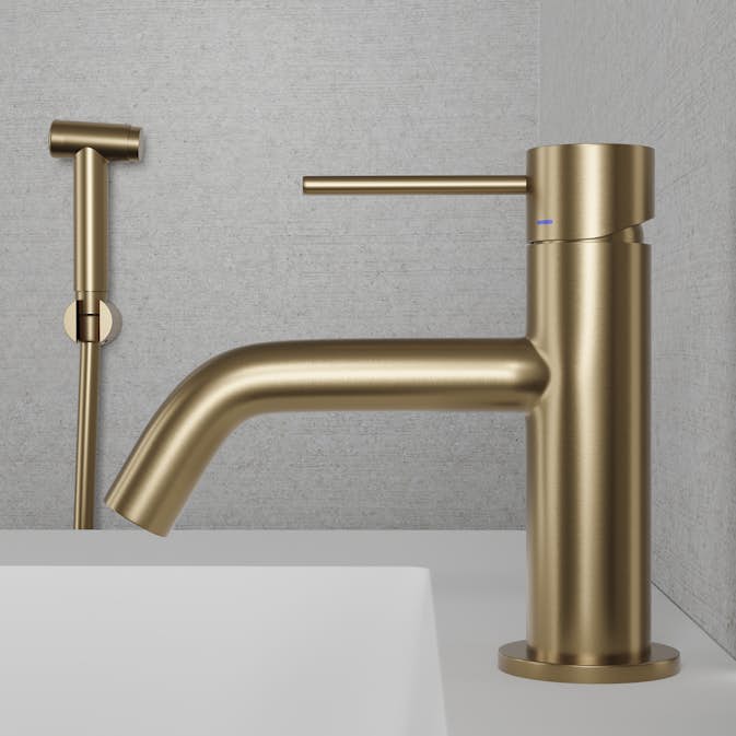 Tvättställsblandare Scandtap Steel Voyage med Sidodusch