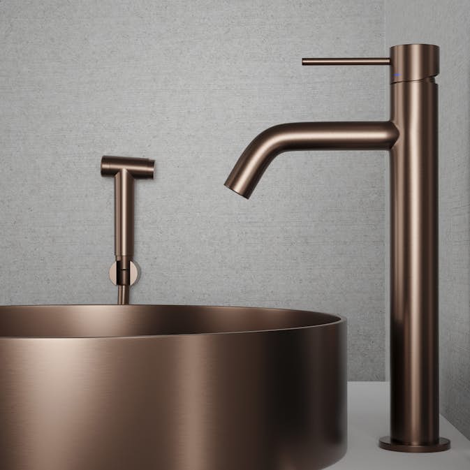 Tvättställsblandare Scandtap Steel Voyage High med Sidodusch