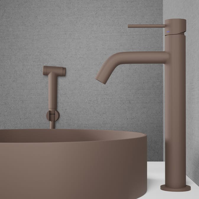 Tvättställsblandare Scandtap Steel Voyage High med Sidodusch