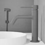 Tvättställsblandare Scandtap Steel Voyage Medium med Sidodusch