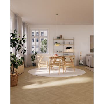 Trägolv Bjelin Härdad Ek Sigtuna Classic Fiskben Misty White