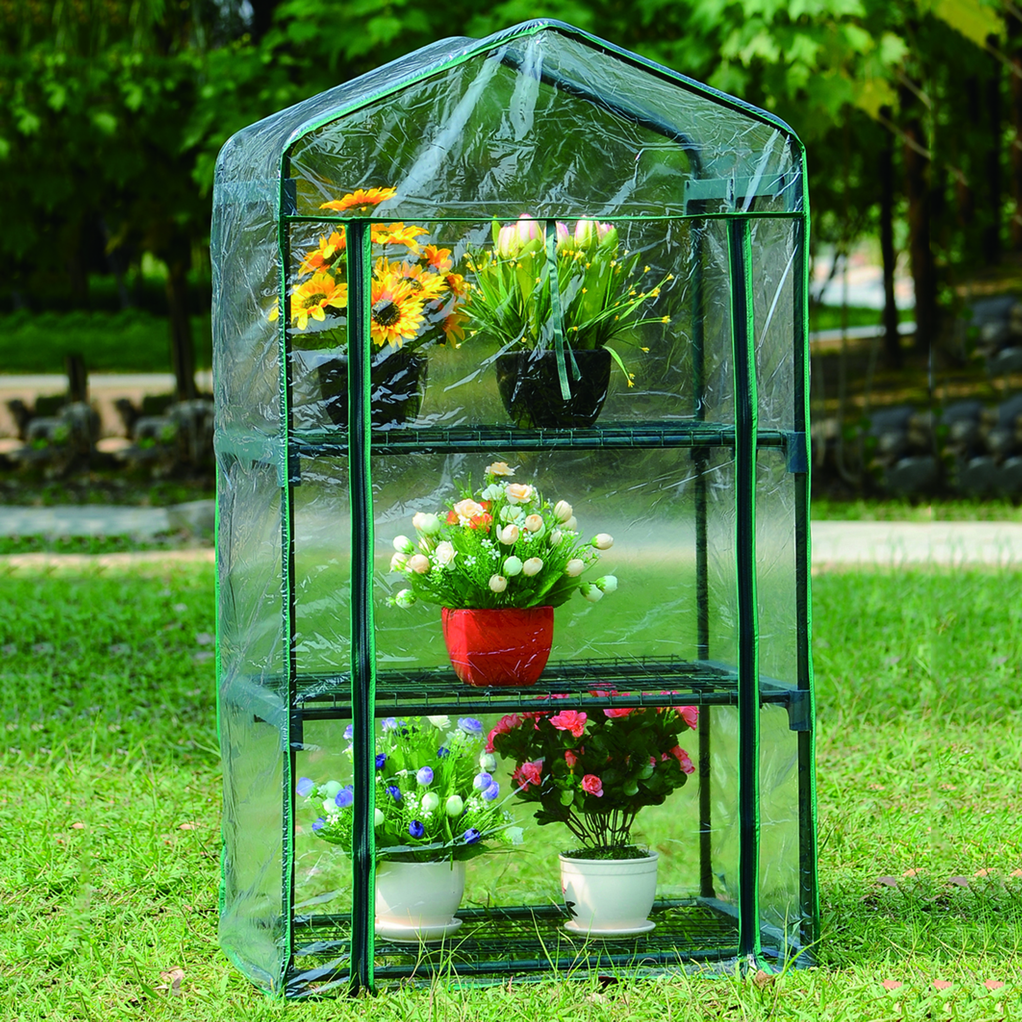 Växthus Plast Home it Mini Drivhus med 3 Hyllor,124 cm