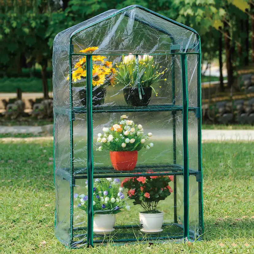 Växthus Plast Home it Mini Drivhus med 3 Hyllor,124 cm