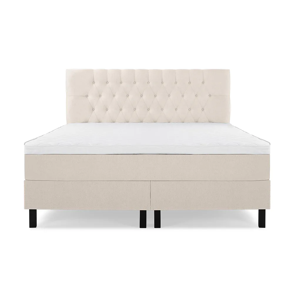 Lucky Komplett Sängpaket 180x200 Skum Diamant Sänggavel Beige, Fast Skum, Utan kuddar
