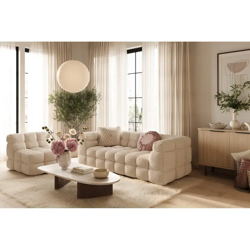 Soffgrupp Andrarum Elise Bubblig 3-sits Soffa + Fåtölj Beigex
