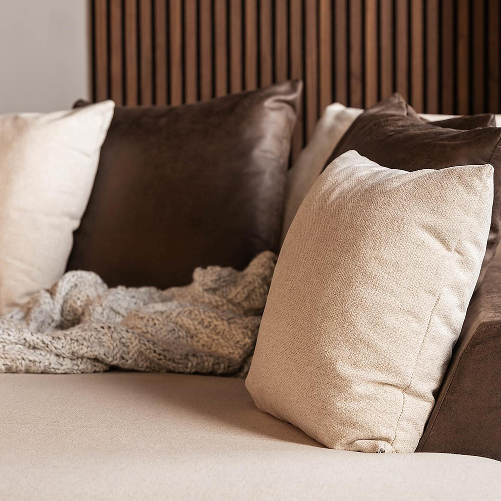 Cuba U-Soffa Divan Vänster inkl Kuvertkuddar Beige/Brun, Väntser