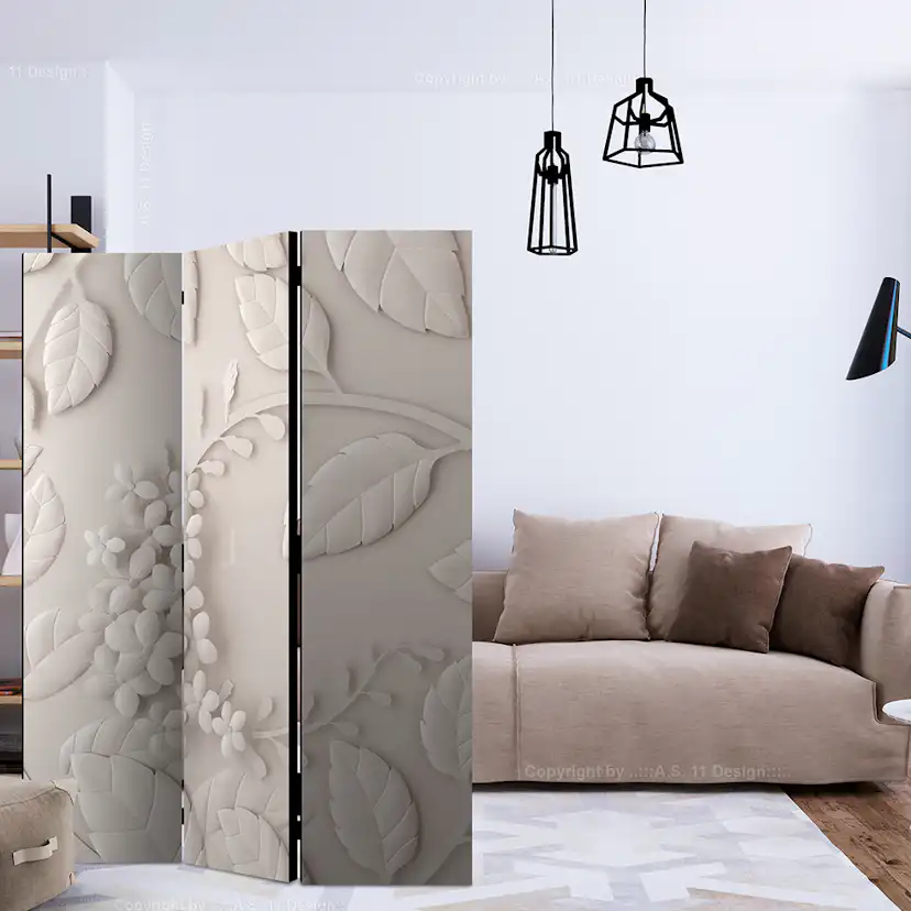 Rumsavdelare Skärmvägg Arkiio Paper Flowers Cream 135x172 cm