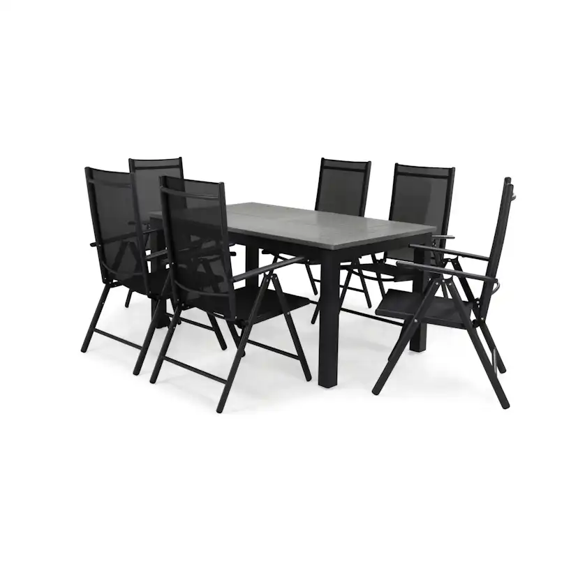 Matgrupp Comfort Garden Monaco 152-210 med 6 Positionsstolar Maggie
