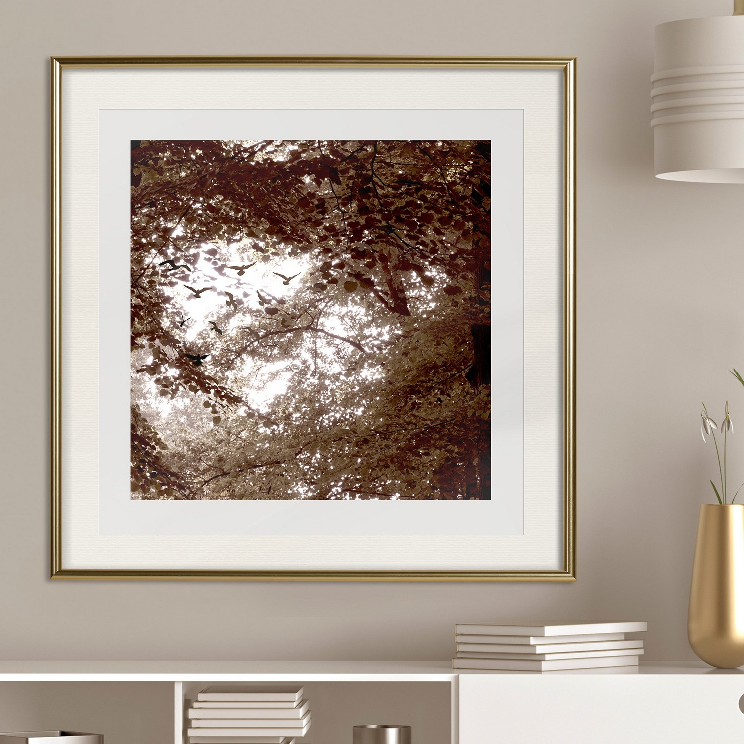 Affisch - Freedom [Poster] 20x20 Guld ram med passepartout, 20x20 cm