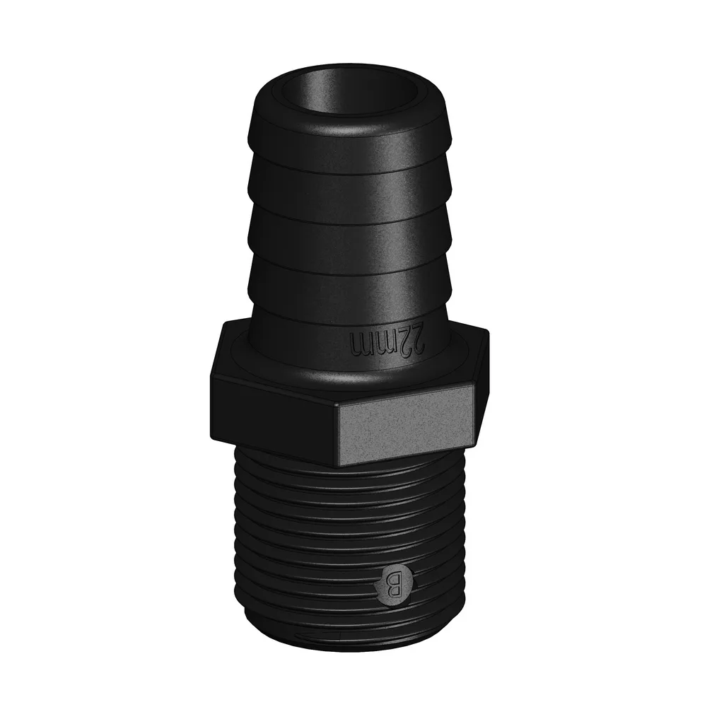 Slangsockel, rak 22 mm, 3/4"