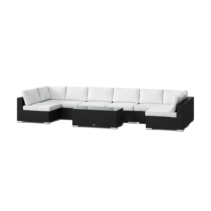 Loungegrupp Comfort Garden Bahamas U-formad utomhus loungegrupp med öppet avslut, 8-sits med bord