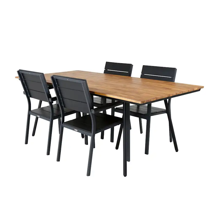 Matgrupp Venture Home Chane med 4 Lede Stapelbara Matstolar