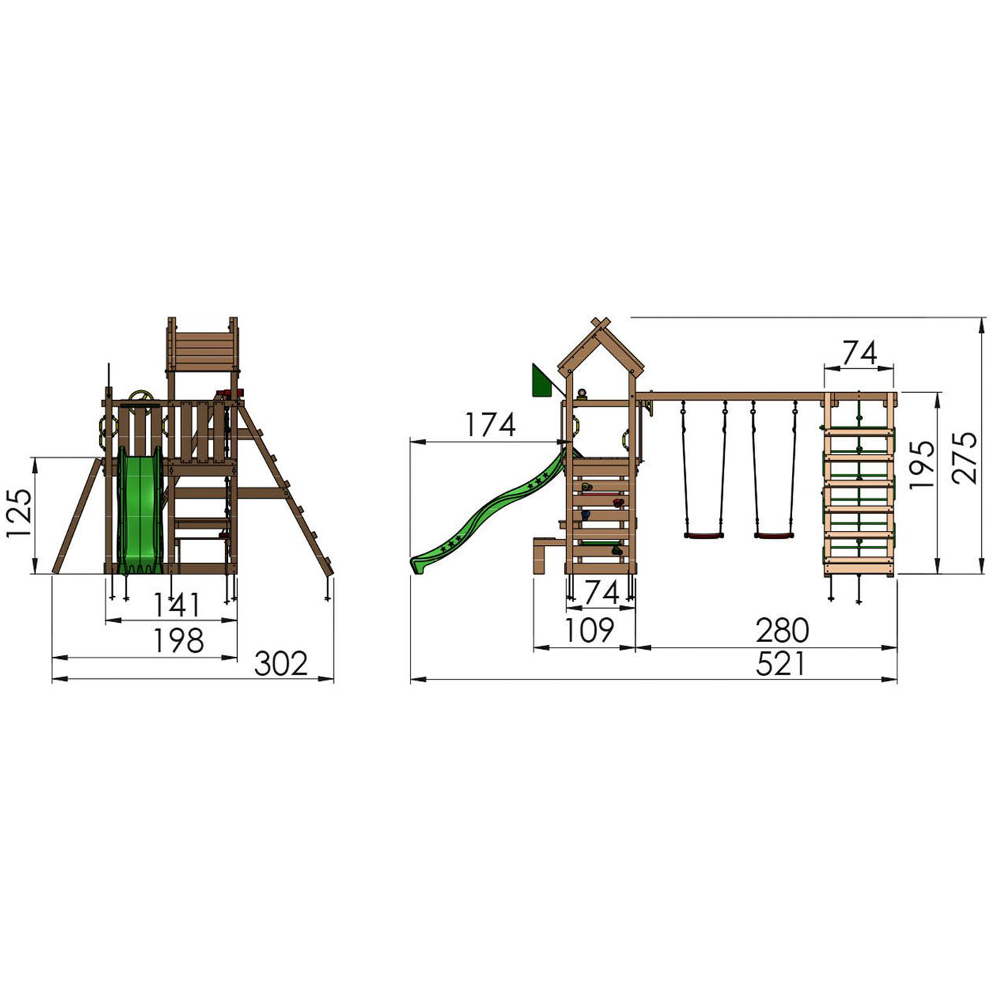 Lektorn Jungle Gym Teepee Klättermodul & Rutschkana