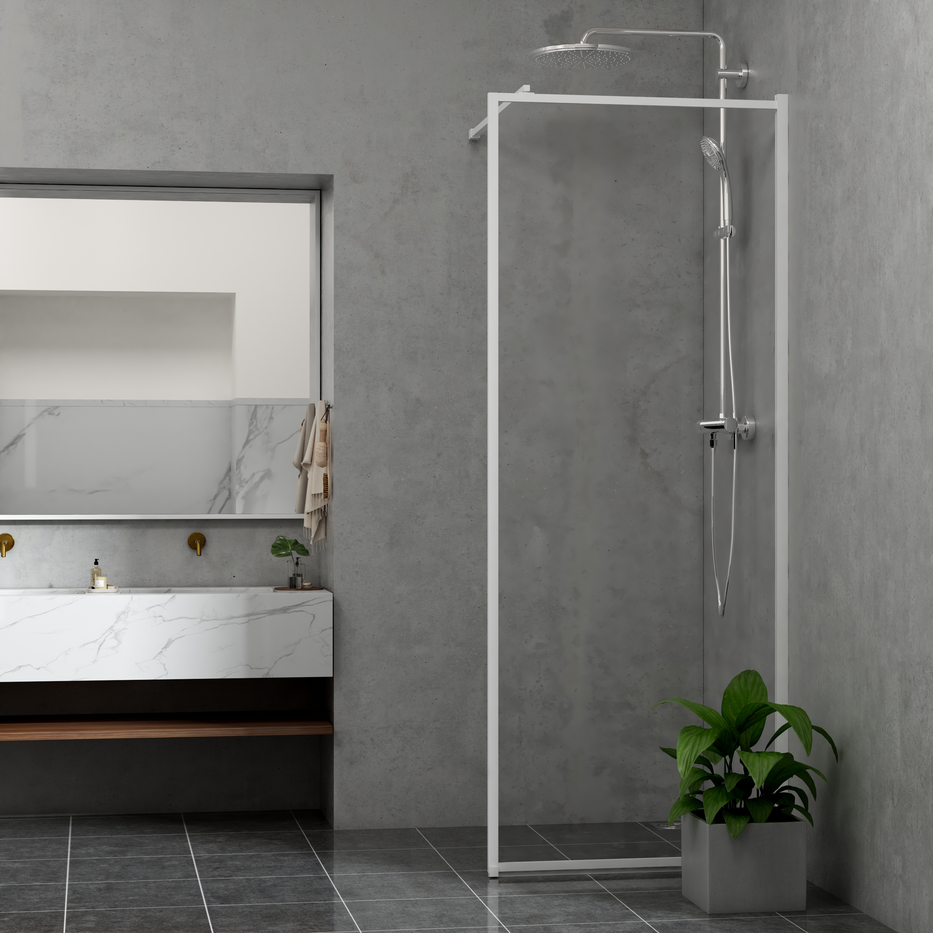 Duschvägg Bathlife Profil Rak Vit