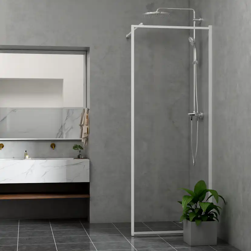 Duschvägg Bathlife Profil Rak Vit