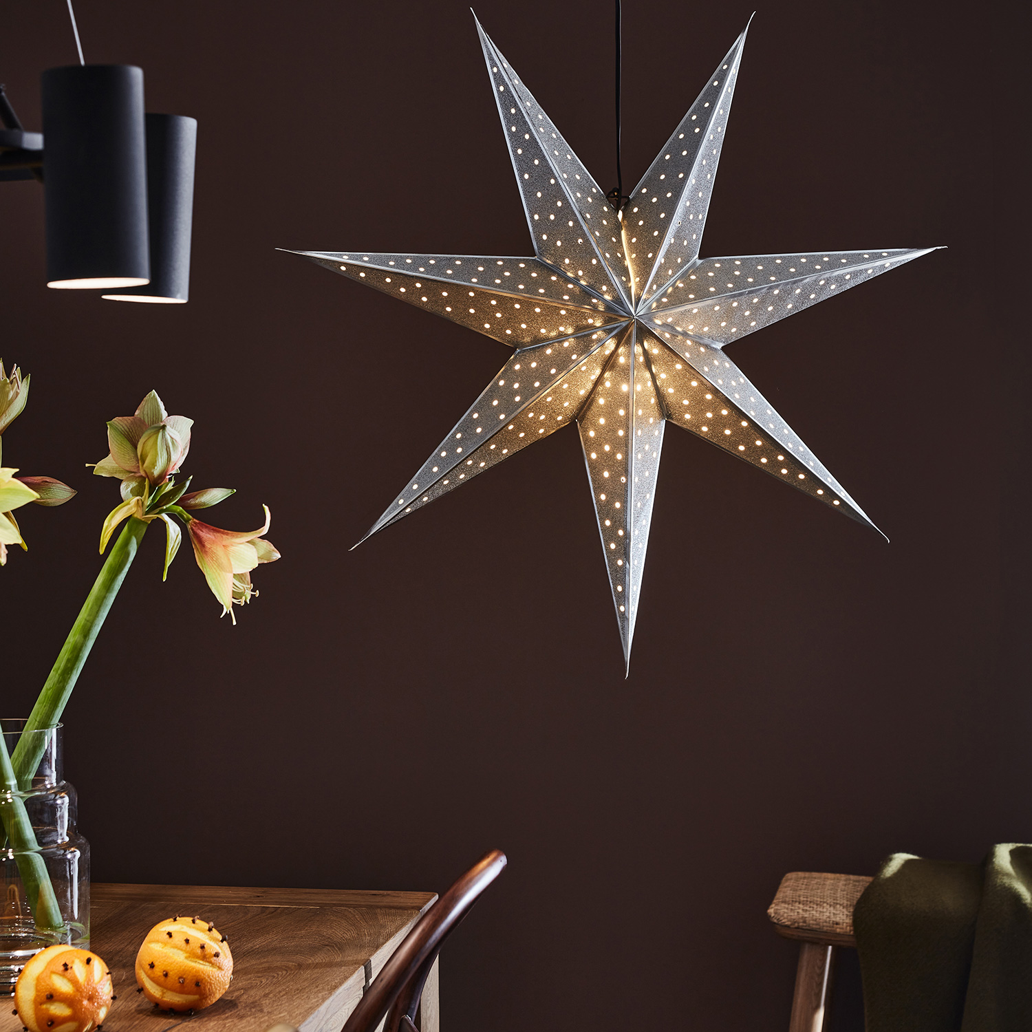 Adventsstjärna Markslöjd Glitter 75 cm Hängande