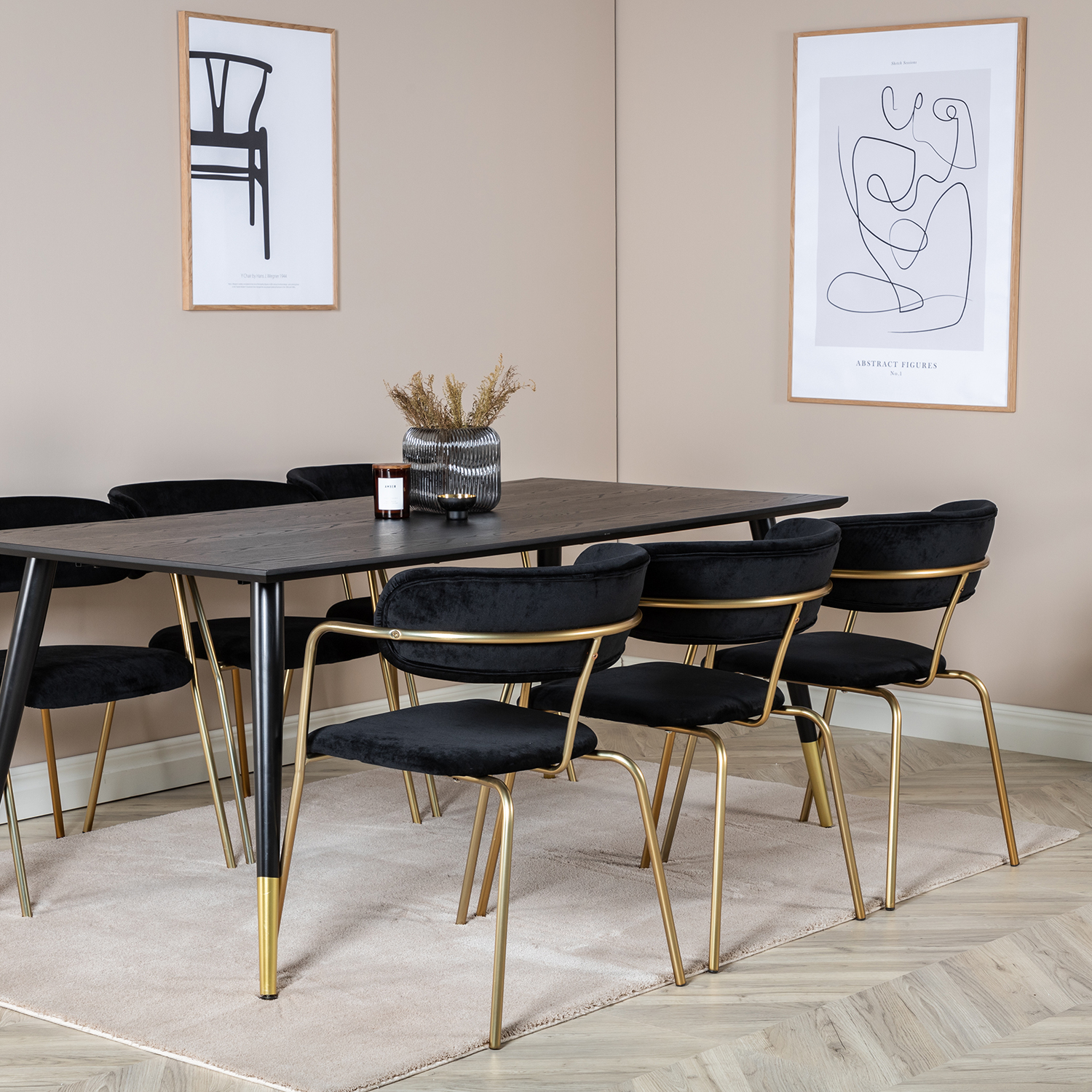 DippTable -Black Brass+Arrow armchair- Black_6 Svart/Mässing/Svart