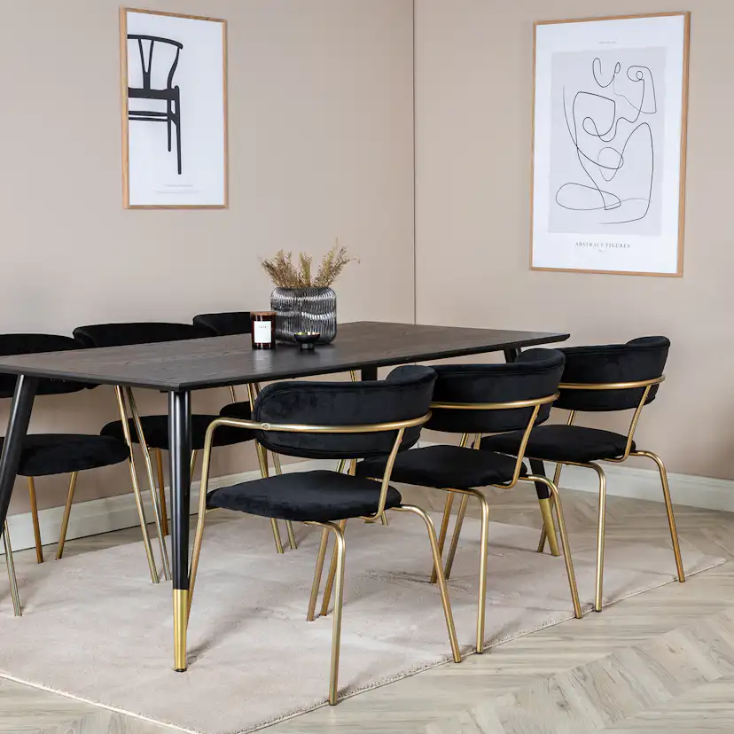 DippTable -Black Brass+Arrow armchair- Black_6 Svart/Mässing/Svart