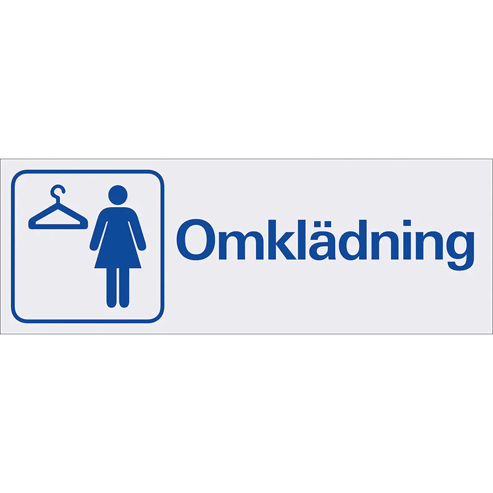 Skylt Systemtext Omklädning Dam 225x80 mm Aluminium
