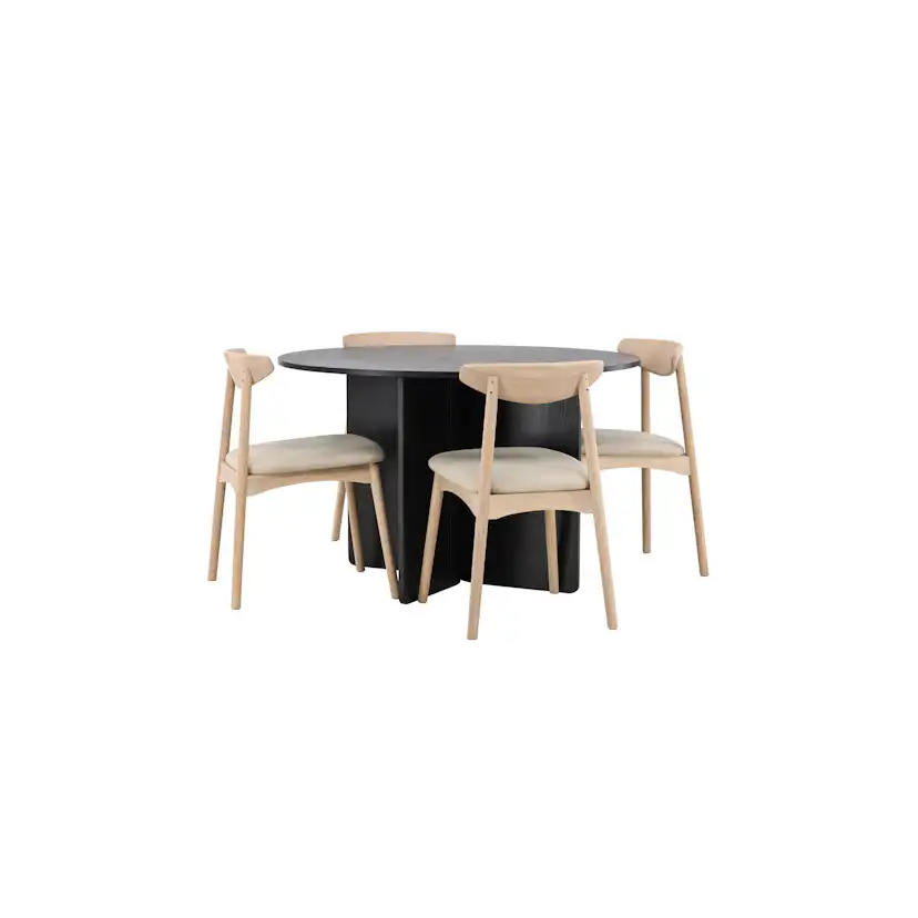 Matgrupp Venture Home Tyresö Matbord Ø120 cm cm med 4st Ven Matstolar
