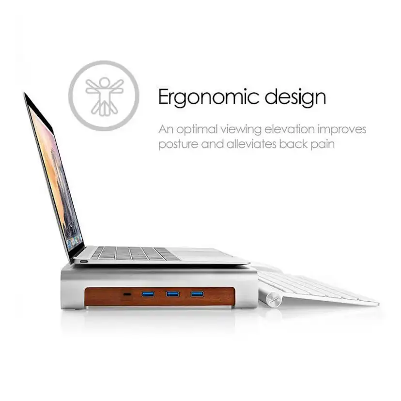 Monitorställ Desire2 Riser Universal 3X Usb-A 1X Type-C Silver