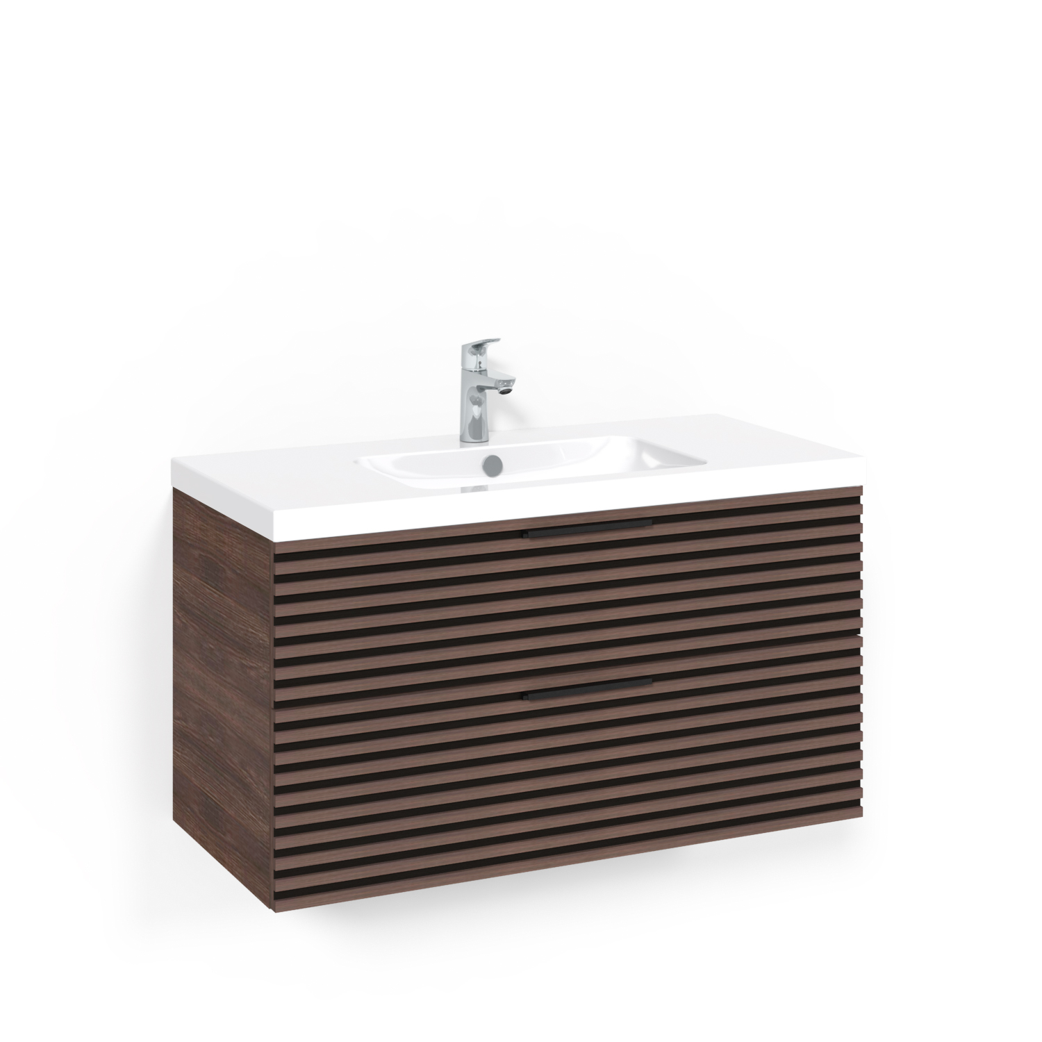 Crown Kommod 100x45 Brun Ask Stripe Light 45 Bredd: 1000 mm, Brun Ask, Tvättställ Light 45