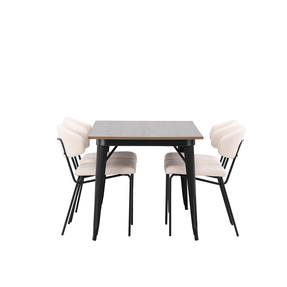 Matgrupp Venture Home Tempe Matbord 140 cm & 4 Chico Stolar i Boucle