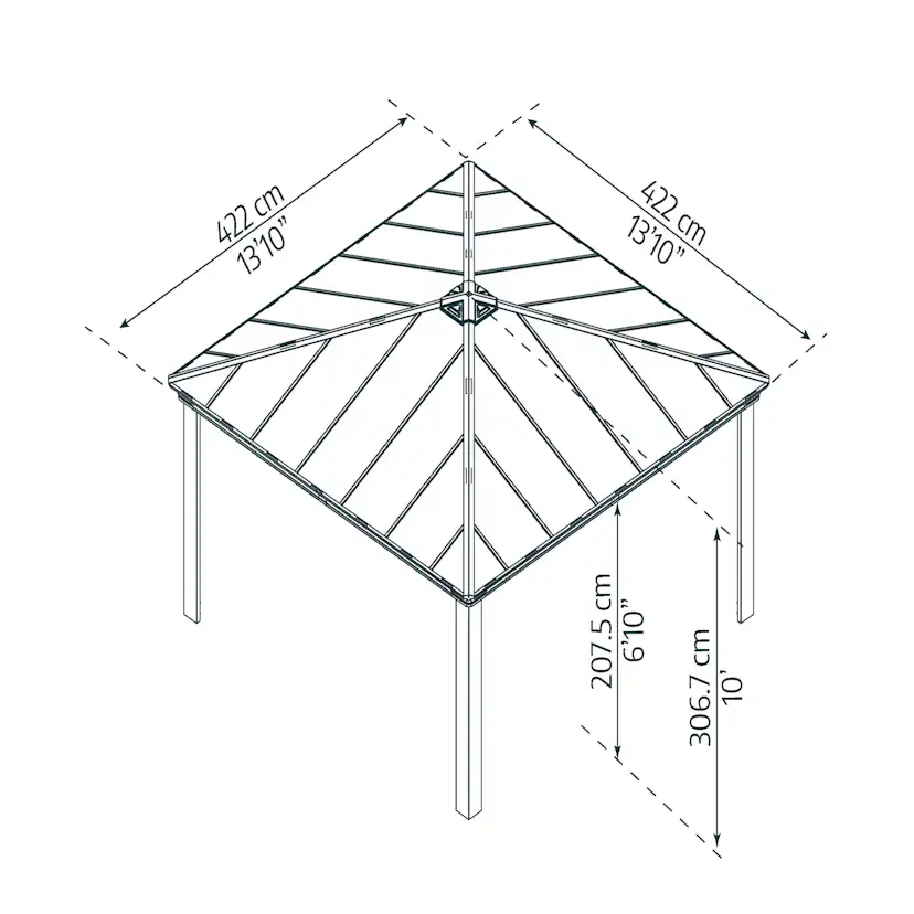Paviljong Canopia By Palram Dallas 4,2 x 4,2m Antracitgrå