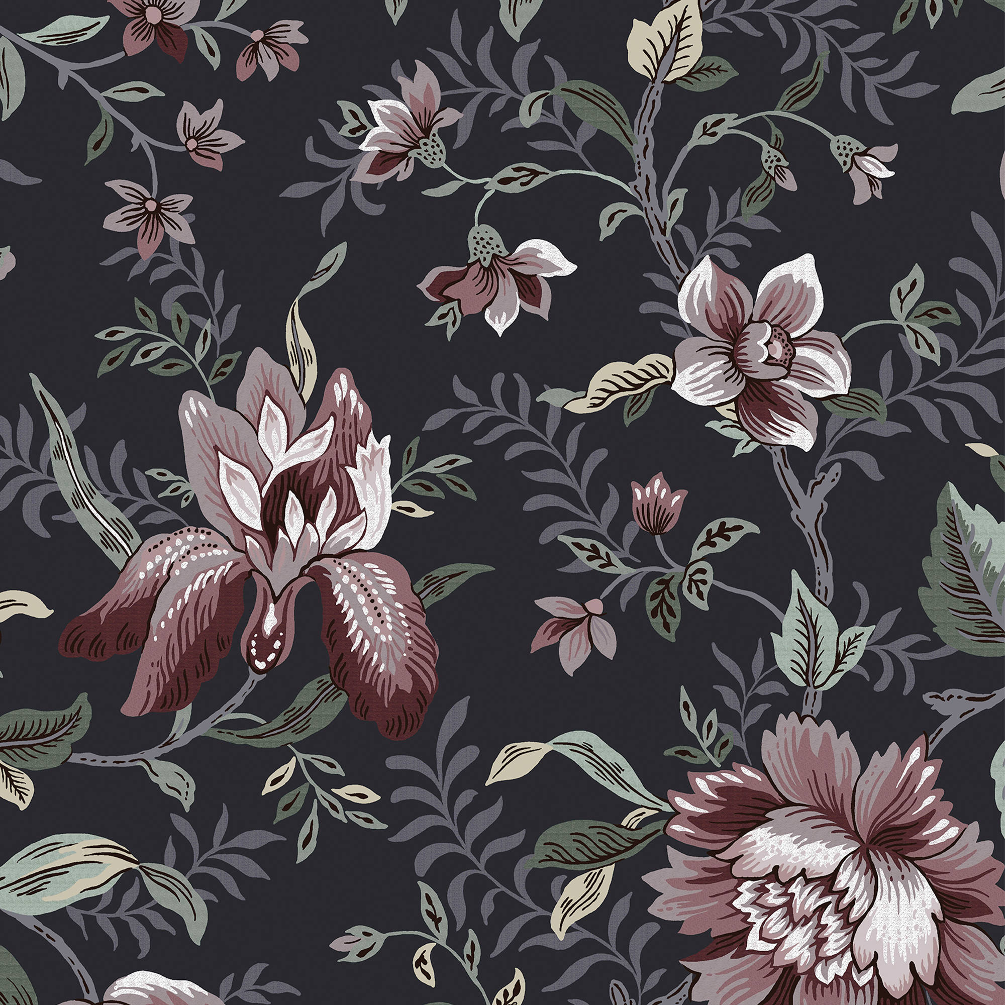 Tapet Laura Ashley Edita’s Garden Charcoal Grå 121090