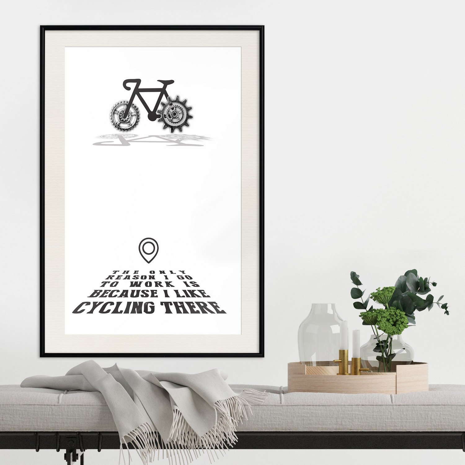 Affisch - I like Cycling [Poster] 30x45 Svart ram med passepartout, 30x45 cm