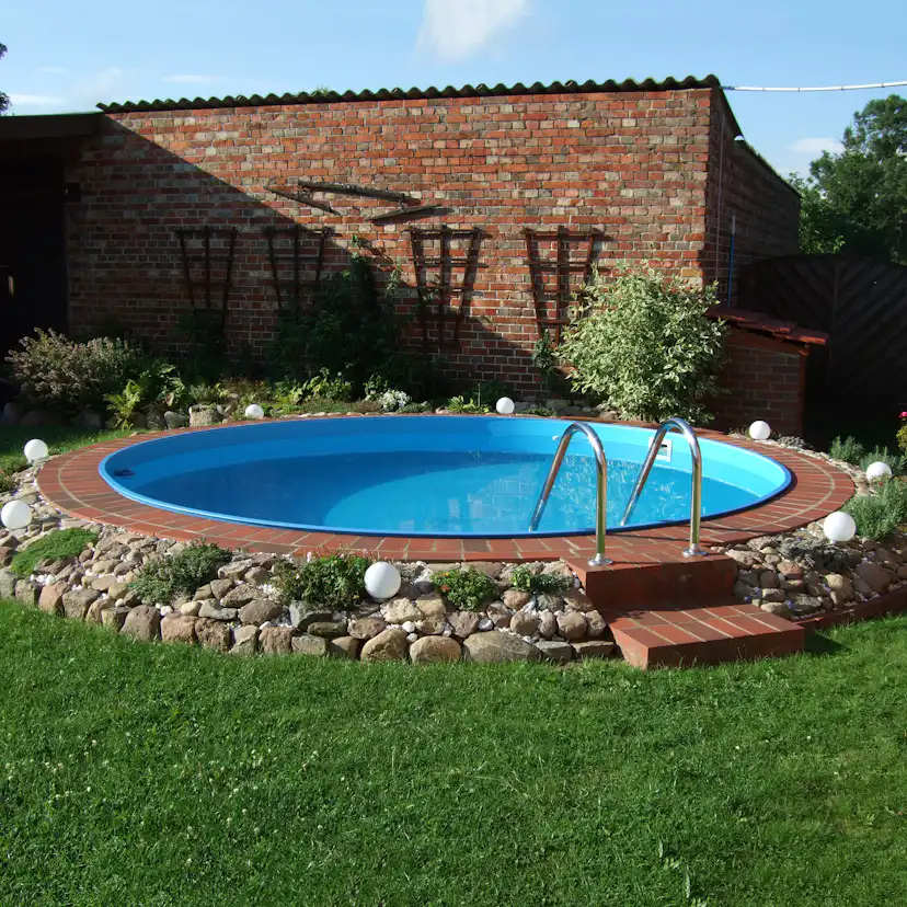 Stålväggspool Planet Pool Premium Inbyggd Rund Ø500 cm D:150 cm inkl SF8 Stege och Tillbehör