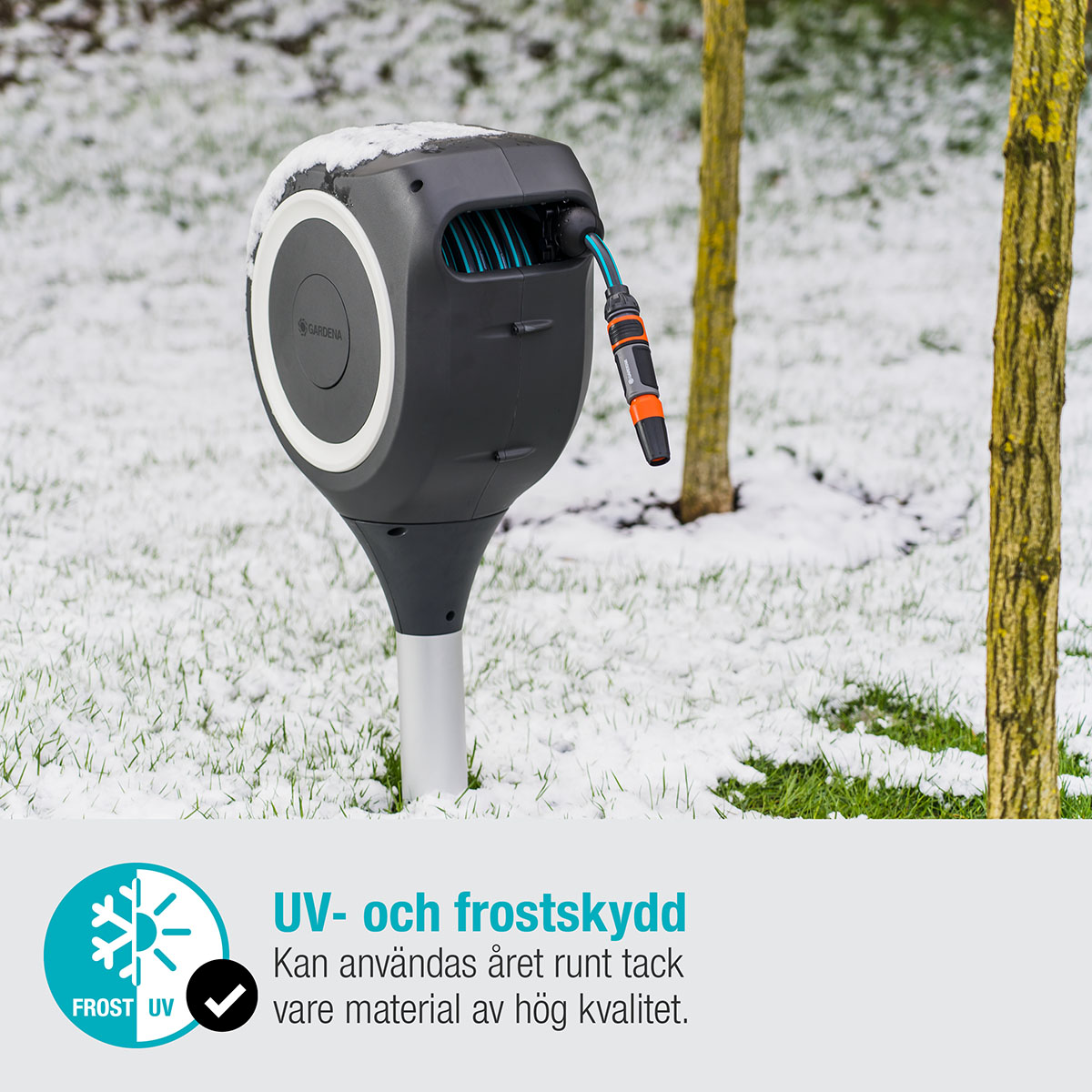 Slangbox Gardena Altan RollUp M 20m Vit