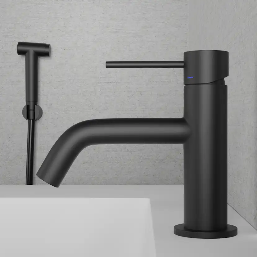 Tvättställsblandare Scandtap Steel Voyage med Sidodusch