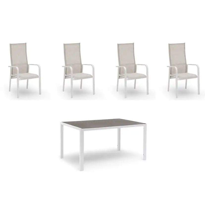 Matgrupp Utomhus Hillerstorp Hånger 4st Positionsfåtöljer med Trädgårdsbord 90x140 cm