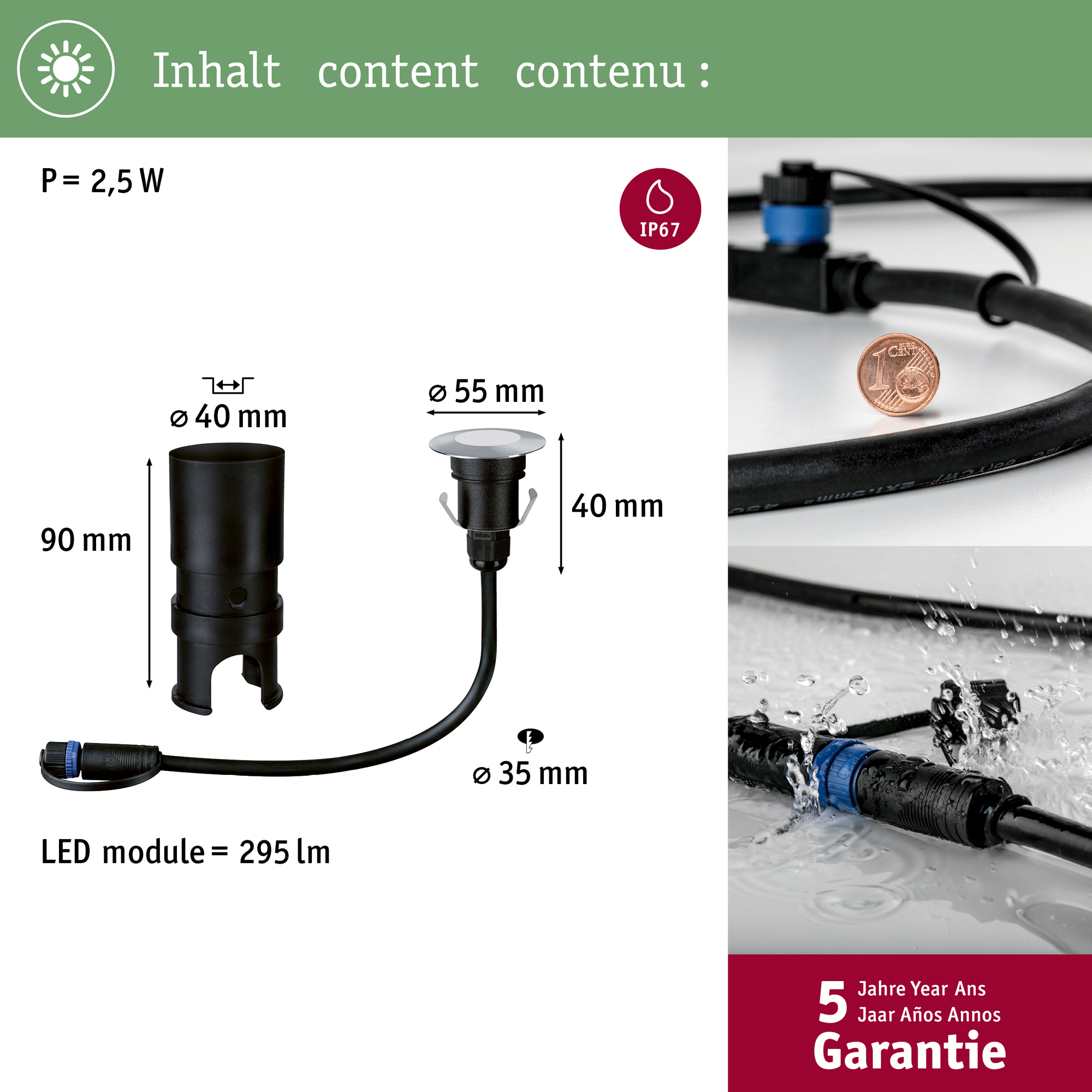 LED Infälld Markbelysning Paulmann Plug & Shine Floor Mini Spot IP67 24V