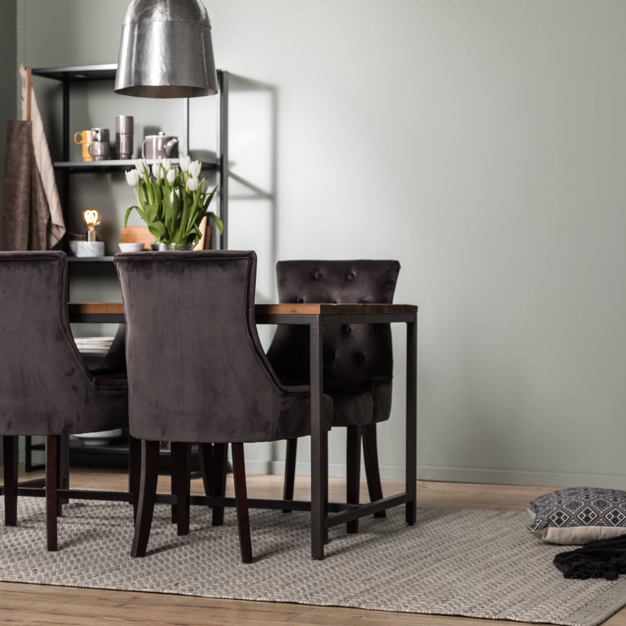 Matgrupp Bloomington Wilmer Rektangulär 140 cm med 4 Viktoria Matstol Sammet