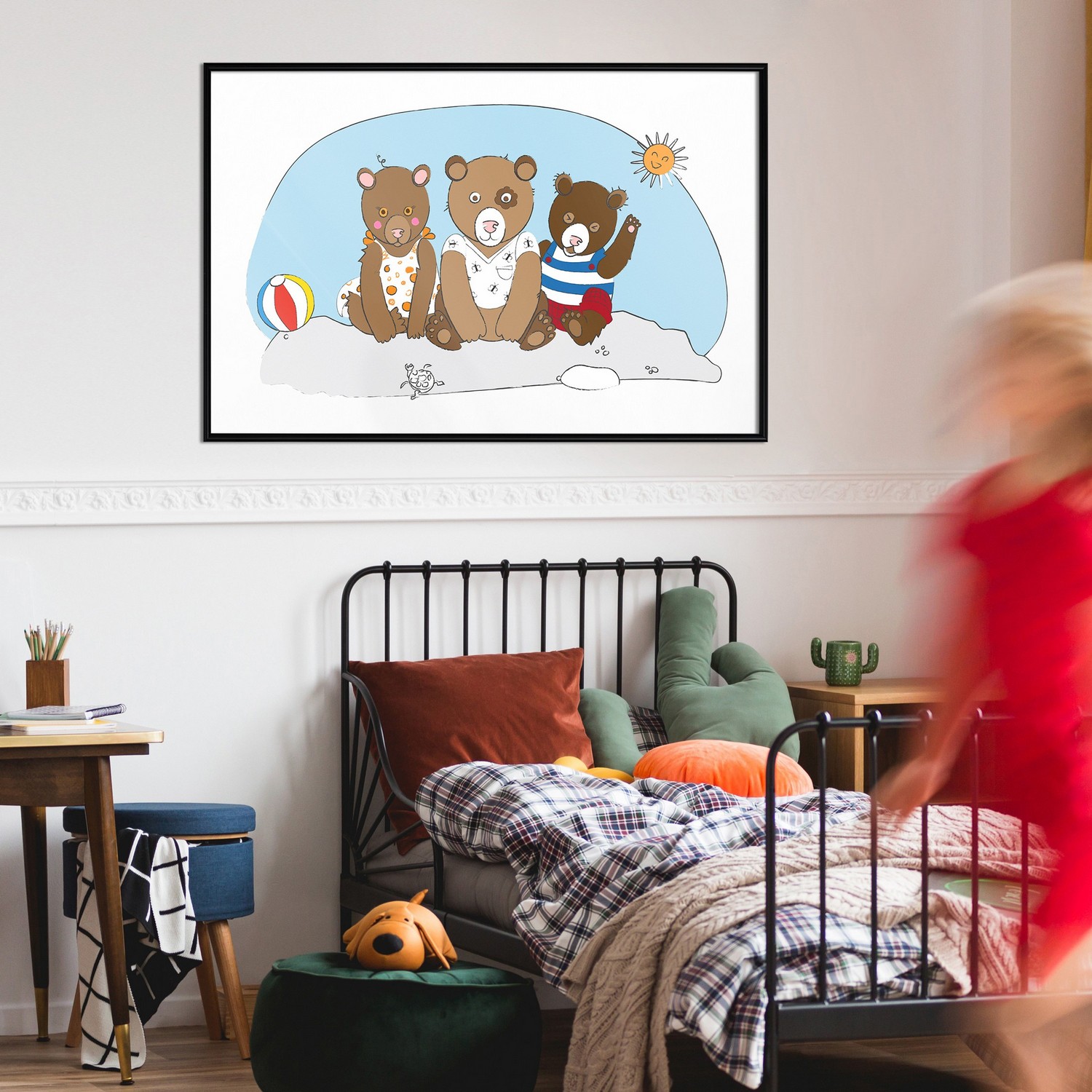 Affisch - Teddy Bears on the Beach [Poster] 60x40 Svart ram, 60x40 cm