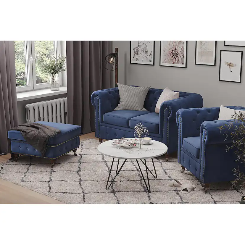 Chesterfield Deluxe Fåtölj Petrolblå