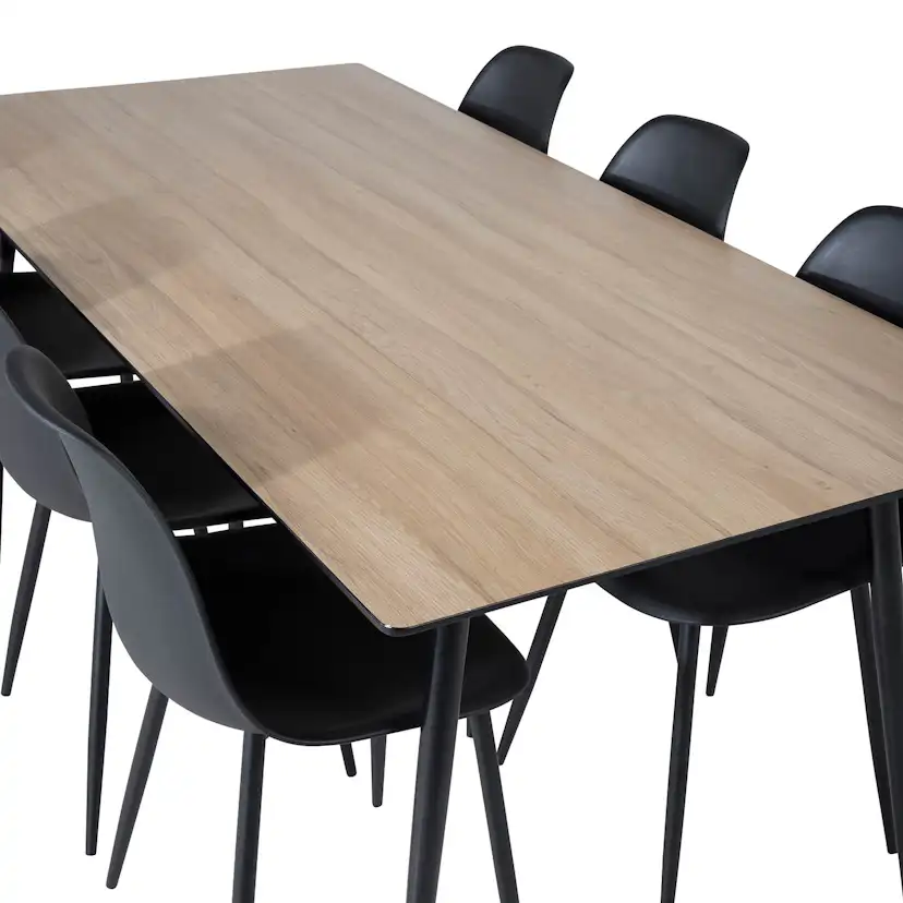 Silar Table -Melamine+Polar Chair - / Black _6 Natur/Svart