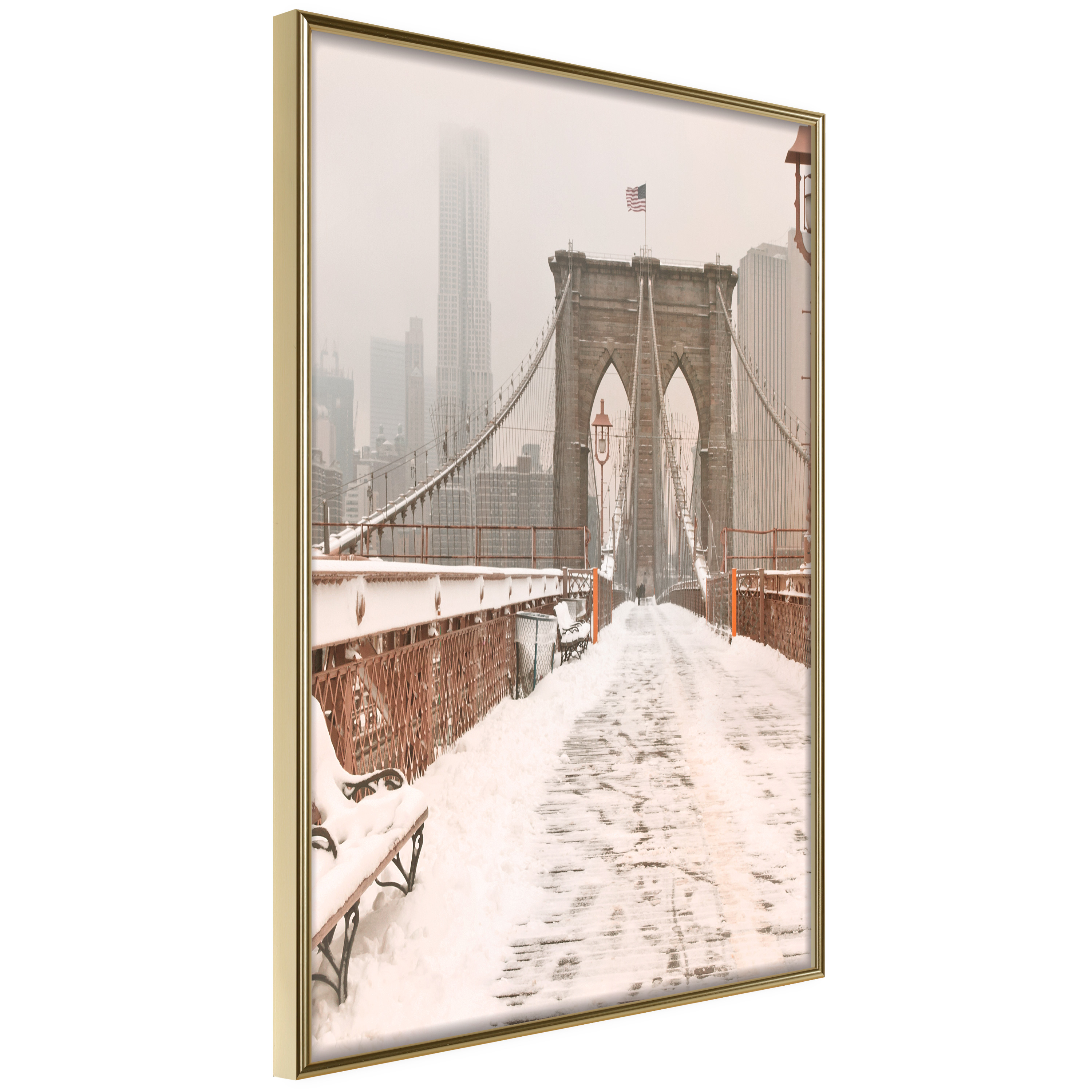 Poster Artgeist Affisch Brooklyn Bridge in Sepia
