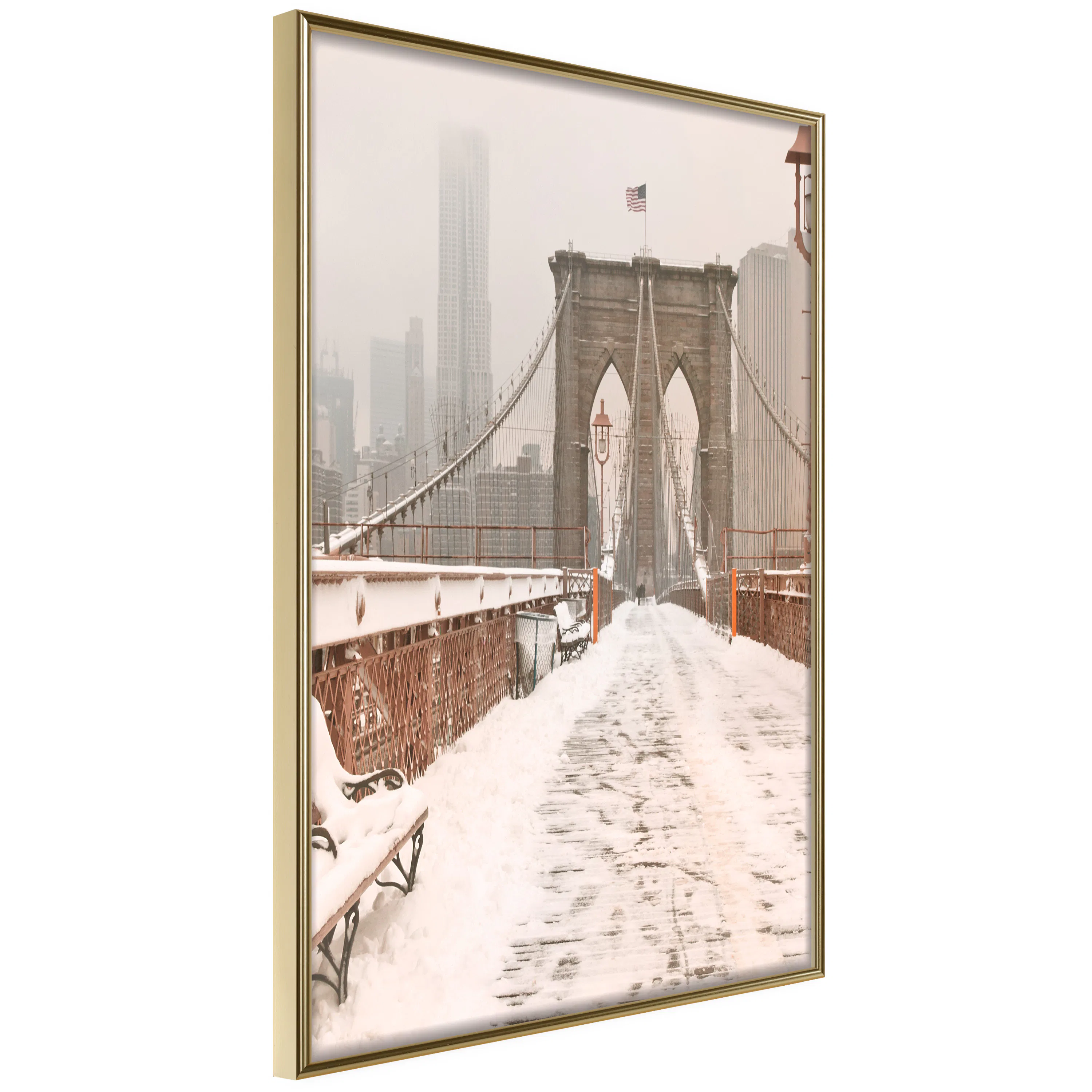 Poster Artgeist Affisch Brooklyn Bridge in Sepia