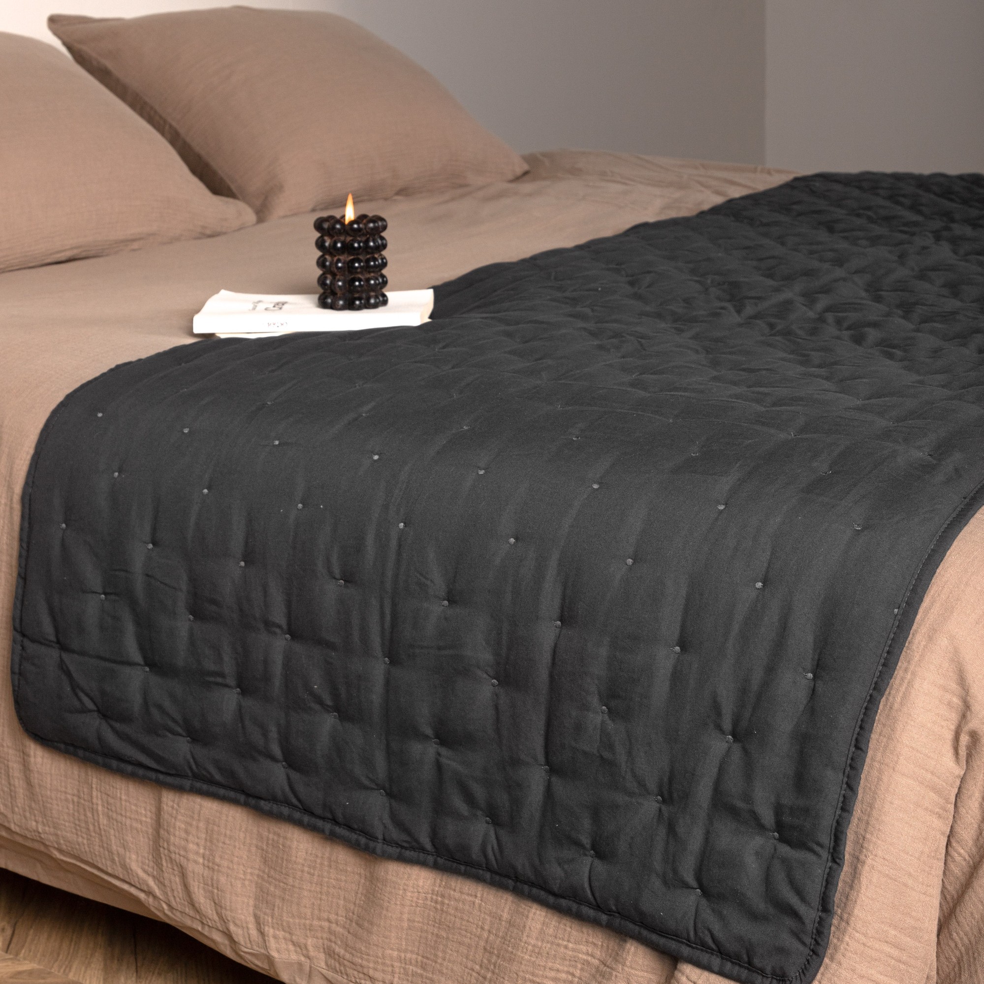 Sally Bedspread Microfiber - Antracit / - 180*80 Antracit, Mått: 180x80 cm