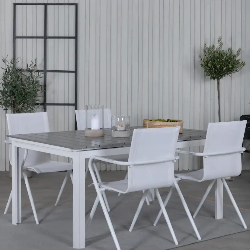 Matgrupp Venture Home Lova 160 Vit med 4 Aspen Matstolar